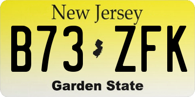 NJ license plate B73ZFK