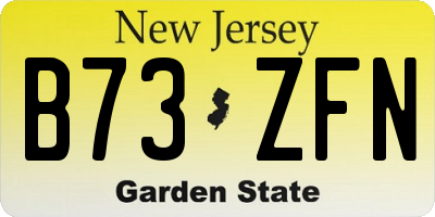 NJ license plate B73ZFN