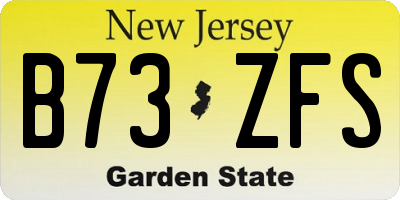 NJ license plate B73ZFS