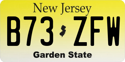NJ license plate B73ZFW