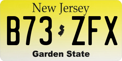 NJ license plate B73ZFX