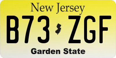 NJ license plate B73ZGF