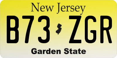 NJ license plate B73ZGR