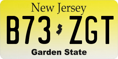 NJ license plate B73ZGT