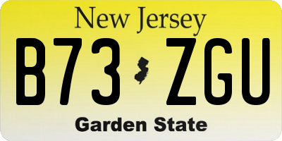 NJ license plate B73ZGU