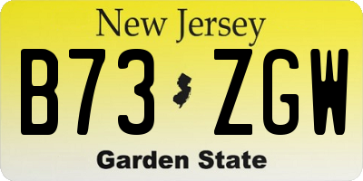 NJ license plate B73ZGW
