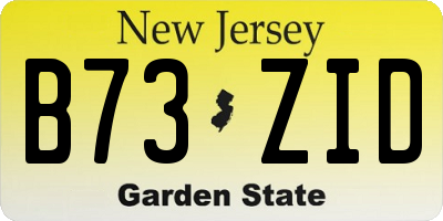 NJ license plate B73ZID