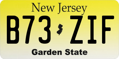 NJ license plate B73ZIF