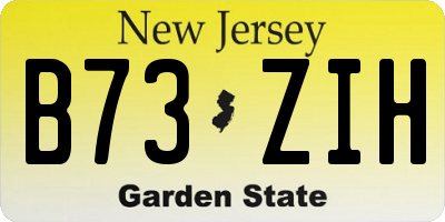 NJ license plate B73ZIH