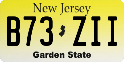NJ license plate B73ZII
