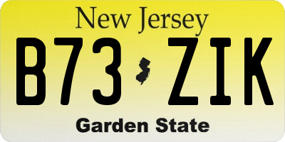 NJ license plate B73ZIK