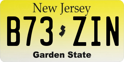 NJ license plate B73ZIN