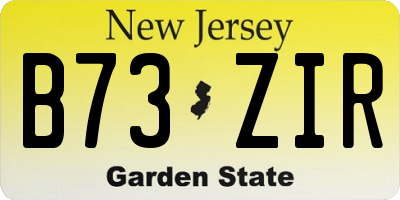 NJ license plate B73ZIR