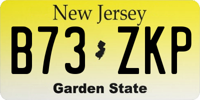 NJ license plate B73ZKP