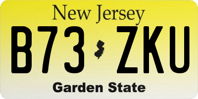 NJ license plate B73ZKU
