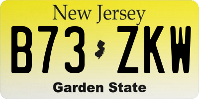 NJ license plate B73ZKW