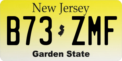 NJ license plate B73ZMF