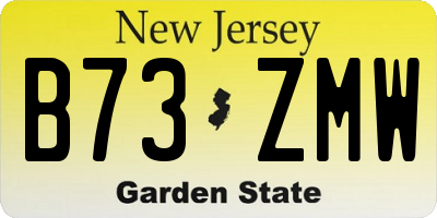 NJ license plate B73ZMW