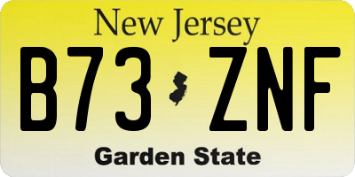NJ license plate B73ZNF
