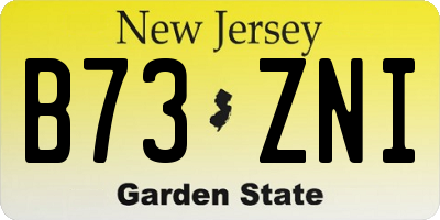 NJ license plate B73ZNI