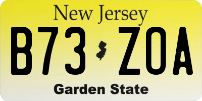 NJ license plate B73ZOA