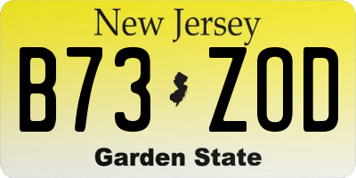 NJ license plate B73ZOD