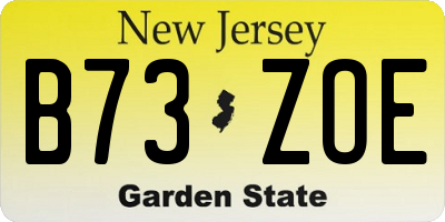 NJ license plate B73ZOE