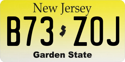 NJ license plate B73ZOJ