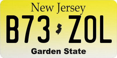 NJ license plate B73ZOL