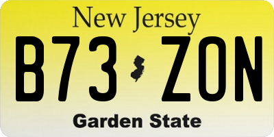 NJ license plate B73ZON