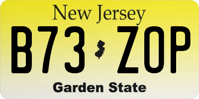 NJ license plate B73ZOP
