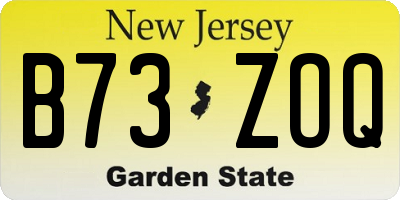 NJ license plate B73ZOQ