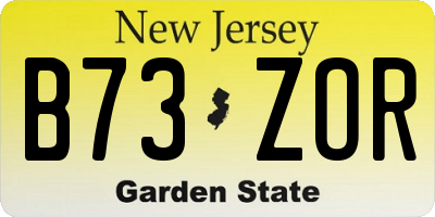 NJ license plate B73ZOR