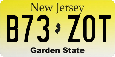 NJ license plate B73ZOT