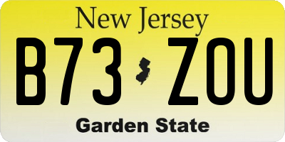 NJ license plate B73ZOU
