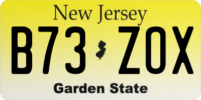 NJ license plate B73ZOX