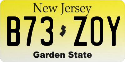 NJ license plate B73ZOY