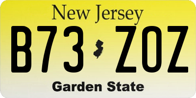 NJ license plate B73ZOZ