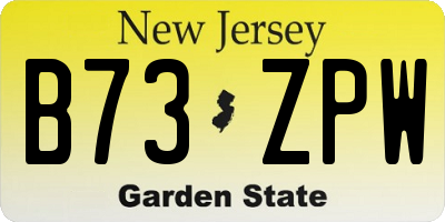NJ license plate B73ZPW