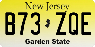 NJ license plate B73ZQE
