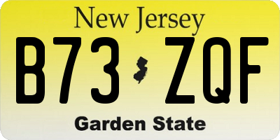 NJ license plate B73ZQF
