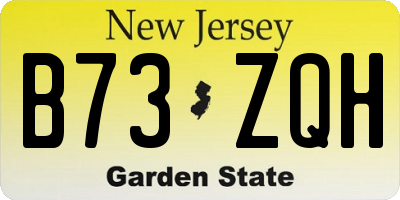 NJ license plate B73ZQH