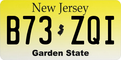 NJ license plate B73ZQI
