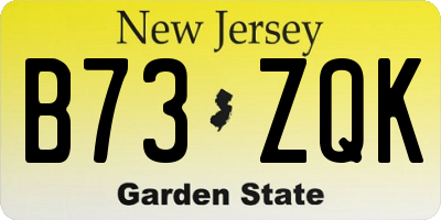 NJ license plate B73ZQK