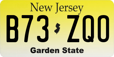 NJ license plate B73ZQO