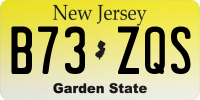 NJ license plate B73ZQS