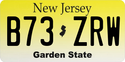 NJ license plate B73ZRW
