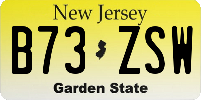 NJ license plate B73ZSW