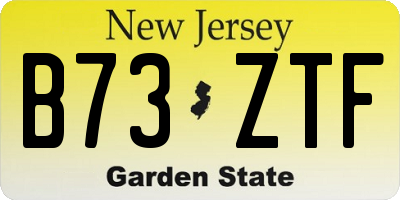 NJ license plate B73ZTF