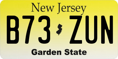 NJ license plate B73ZUN